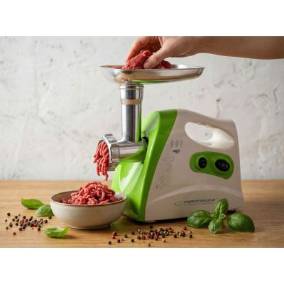 8. Maszynka do mielenia mięsa Esperanza Meatball EKM012G (600W; kolor biały, kolor zielony)