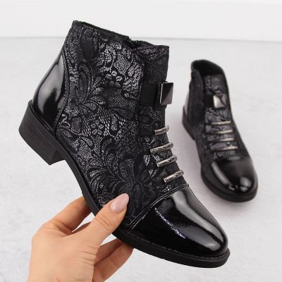 3. Kozaki damskie workery ze skarpetą czarne Sabatina