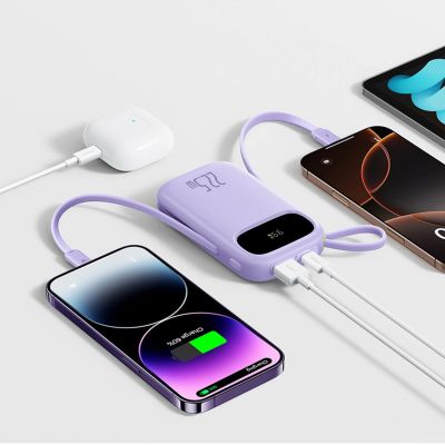 5. Powerbank Baseus EnerFill FC21 Qpow 3 Ultra 20000mAh 22.5W z wyświetlaczem cyfrowym z dołączonym kablem - fioletowy