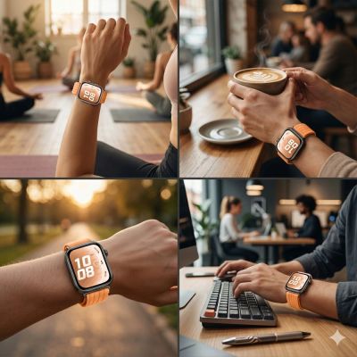8. Pasek Tech-Protect Nylon an Huawei Watch Fit 3 / 4 / 4 Pro / 5 / 5 Pro - pomarańczowy