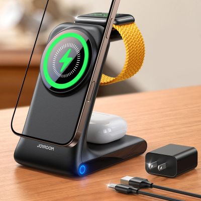 4. Ładowarka bezprzewodowa Joyroom JR-W15 3 w 1 stacja ładująca z MagSafe - czarna