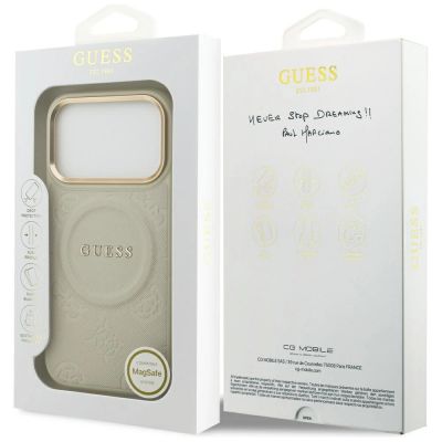8. Etui Guess Peony Hot Stamp MagSafe na iPhone 17 Pro - beżowe