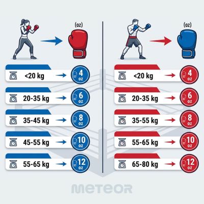 7. Rękawice bokserskie Meteor 8 oz treningowe, rzep, PU