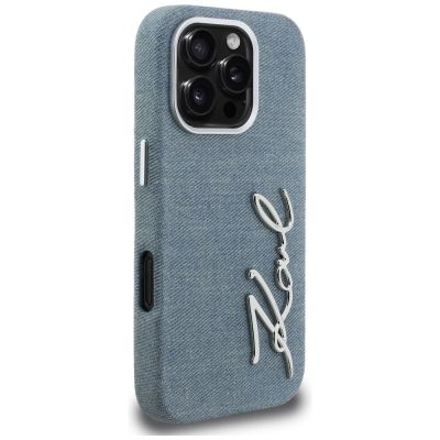 4. Etui Karl Lagerfeld FW Jeans Signature Logo na iPhone 16 Pro Max - niebieskie