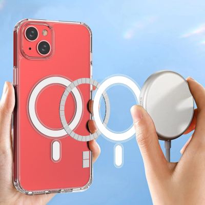 3. Etui magnetyczne Clear Magnetic Case z MagSafe do iPhone 14 Plus  ze srebrnym ringiem - przezroczyste