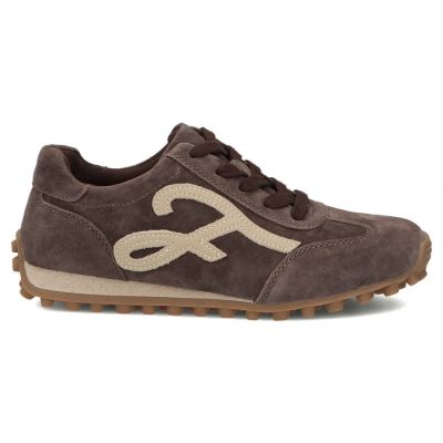 2. Skórzane półbuty damskie sneakersy zamszowe brązowe Filippo DP7961
