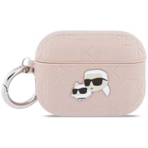 Etui Karl Lagerfeld Monogram Karl & Choupette Head na AirPods Pro 3 - różowe