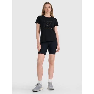 3. T-shirt regular z nadrukiem damski 4F 4FRSS25TTSHF3162-20S
