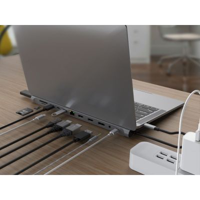 10. Stacja dokująca CONCEPTRONIC 12-1 USB-C->2xHDMI/3xUSB-A/DP/+ 18cm gr