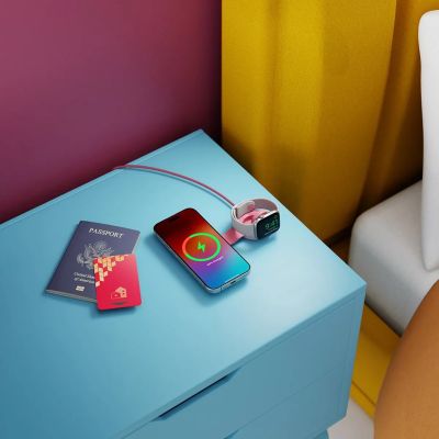 7. Twelve South ButterFly SE - ładowarka bezprzewodowa Qi2 do dwóch urządzeń kompatybilna z MagSafe, kabel USB-C w zestawie (pink)