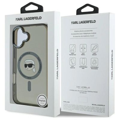 8. Etui Karl Lagerfeld IML Metal Karl Head MagSafe na iPhone 16 - czarne