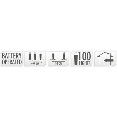 4. LAMPKI DRUCIKI NA BATERIE GIRLANDA 100 LED MULTIKOLOR