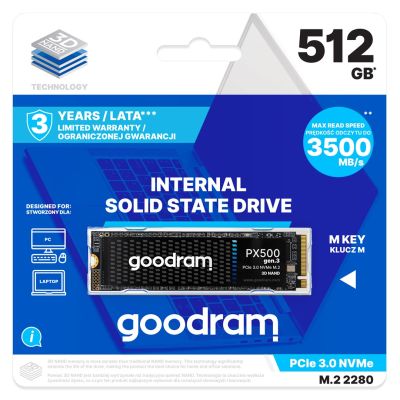 2. SSD GOODRAM PX500 GEN.3 PCIe 3x4 512GB M.2 2280 RETAIL