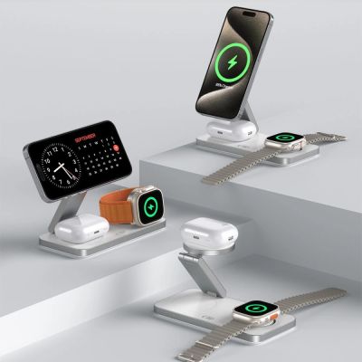 8. Ładowarka indukcyjna Tech-Protect QI15W-A47 MagSafe 3w1 + kabel USB-C - biała