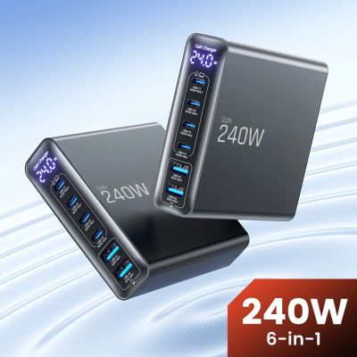 5. Stacja ładująca Tech-Protect DC240W-GaN 6 portów 4 x USB-C 2 x USB-A 240W QC3.0 - czarna