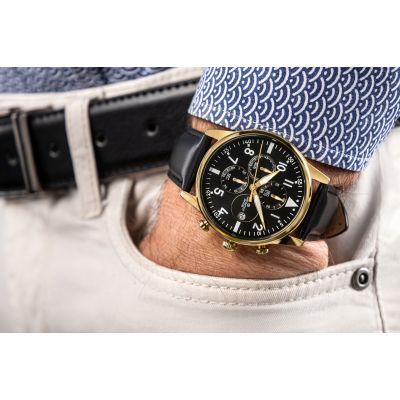 3. Zegarek Męski Giewont Chronograph Sapphire Czarno Złoty GW5630-A4