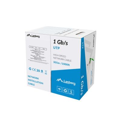 4. LANBERG KABEL UTP 1GB/S 305M DRUT CCA ZIELONY LCU6-10CC-0305-G