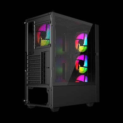 7. GEMBIRD OBUDOWA FORNAX 4000 MIDI-TOWER (2X USB 3.0, 1X USB 2.0, HD AUDIO, SZKLANY PANEL BOCZNY, PODŚWIETLENIE ARGB) CZARNA
