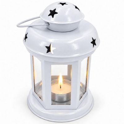 2. ŚWIECZNIK NA TEA LIGHT LATARENKA BIAŁA