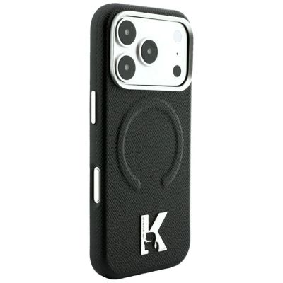 4. Etui Karl Lagerfeld Grained Embossed Ring & Kameo Logo MagSafe na iPhone 18 Pro / 17 Pro - czarne