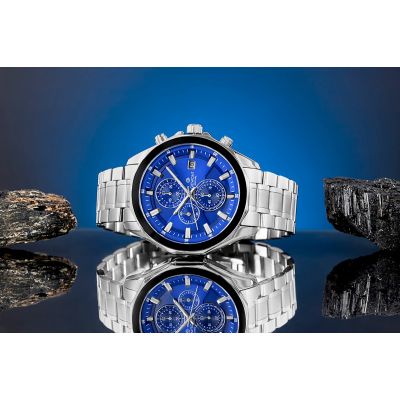 5. Zegarek Męski Giewont Chronograph Sapphire Srebrno Niebieski GW7290-B3