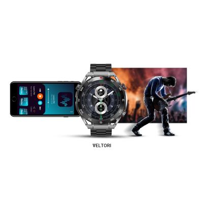 25. Smartwatch VELTORI VT100-1 + Czarny Pasek Silikonowy + Czarny Eko Skóra