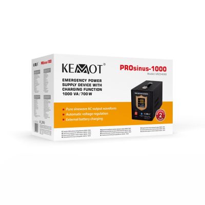 5. Zasilacz awaryjny KEMOT PROsinus-1000  przetwornica z czystym przebiegiem sinusoidalnym i funkcją ładowania  12V 230V 1000VA/700W - kolor czarny