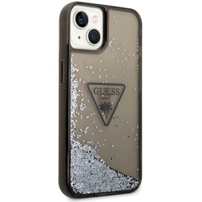 4. Etui Guess Liquid Glitter Palm Collection na iPhone 14 Plus - czarne