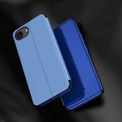 3. Etui Clear View Case na iPhone 16e / 17e pokrowiec z klapką - niebieskie
