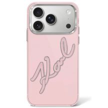 Etui Karl Lagerfeld IML Big Signature Resin Metal Frame na iPhone 17 Pro / 18 Pro - różowe