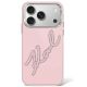 Etui Karl Lagerfeld IML Big Signature Resin Metal Frame na iPhone 17 Pro / 18 Pro - różowe