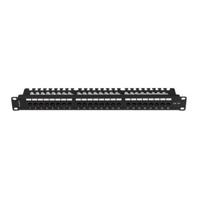 4. Patch panel 24 port 1U 19" kategoria 6A UTP z organizerem kablowym czarny LANBERG