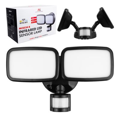 4. MACLEAN ŚCIENNA LAMPA LED, Z CZUJNIKIEM PIR, 20W, 1500LM, IP65, NEUTRAL WHITE 4000K, CZARNA MCE524 B