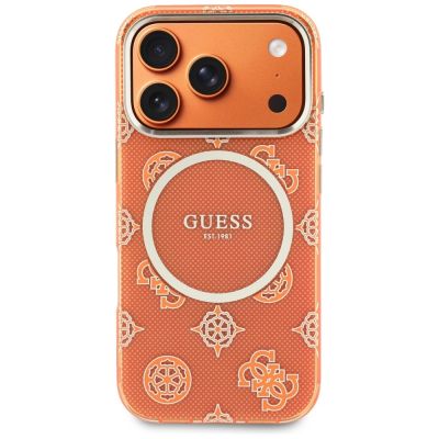 3. Etui Guess IML Peony Dot MagSafe na iPhone 17 Pro - pomarańczowe