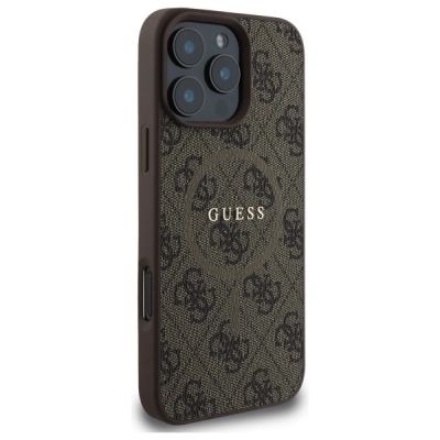 4. Etui Guess 4G Ring Classic Logo MagSafe na iPhone 16 Pro Max - brązowe