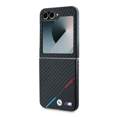 6. Etui BMW Carbon Tricolor na Samsung Galaxy Z Flip 6 - czarne