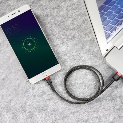 14. Baseus Cafule Cable wytrzymały nylonowy kabel przewód USB / micro USB 2A 3M czarno-czerwony (CAMKLF-H91)