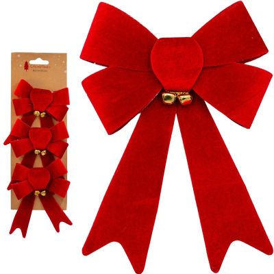 2. KOKARDA DEKORACYJNA 14,5CM Z DZWONKAMI 3SZT