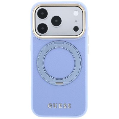 3. Etui Guess Ring Stand 360 Grained Classic Logo MagSafe na iPhone 18 Pro Max / 17 Pro Max - jasnoniebieskie