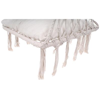 9. HAMAK AŻUROWY FOTEL WISZĄCY BOCIANIE GNIAZDO 60x60x150CM Z PODUSZKĄ ECRU