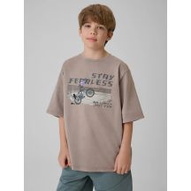 T-shirt loose z nadrukiem chłopięcy 4F 4FJRSS26TTSHM4279-25S