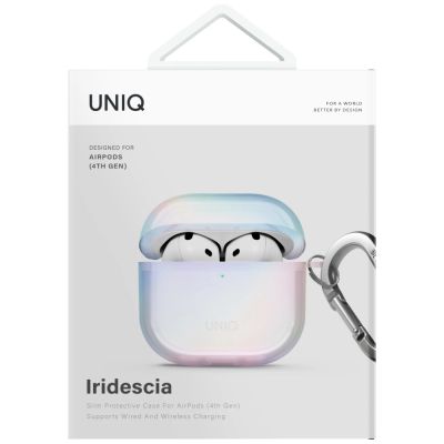 4. Etui UNIQ Iridescia na AirPods 4 Hang Case - holo biał