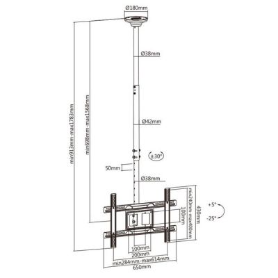 15. Uchwyt sufitowy do telewizora Maclean MC-803 (sufitowy; 23" - 100"; max. 50kg)