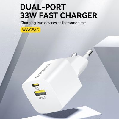 7. Ładowarka sieciowa Wozinsky WWCEAC GaN USB-A USB-C 33W - biała