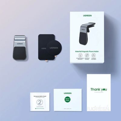 13. Ugreen magnetyczny uchwyt samochodowy na kratę wentylacyjną nawiew srebrny (LP290)