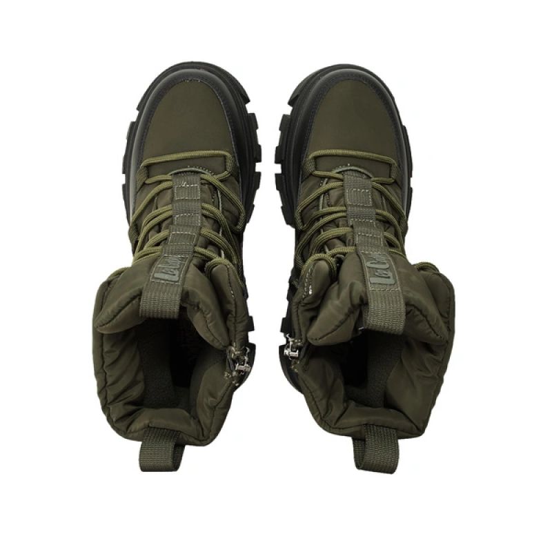 3. Lee Cooper buty zimowe damskie khaki ocieplane botki na zamek