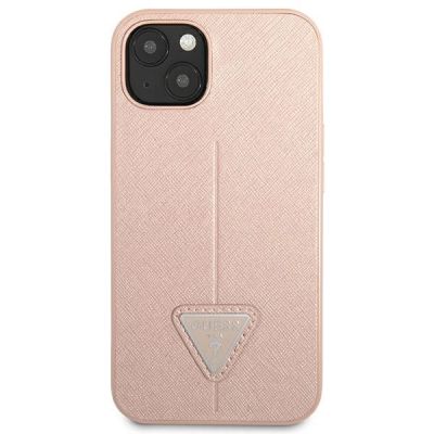 2. Etui Guess Saffiano Triangle Logo na iPhone 14 Plus - różowe
