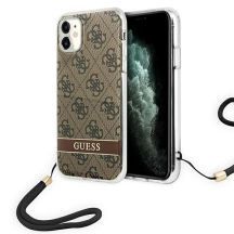 Etui Guess 4G Print Strap na iPhone 11 - brązowe