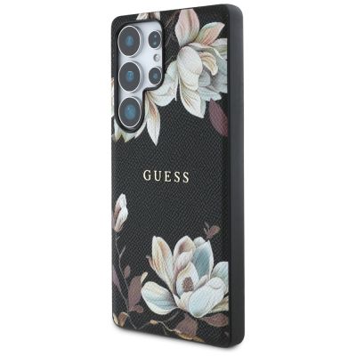 2. Etui Guess Grained Printed Flower Pattern MagSafe do Samsung Galaxy S25 Ultra czarny