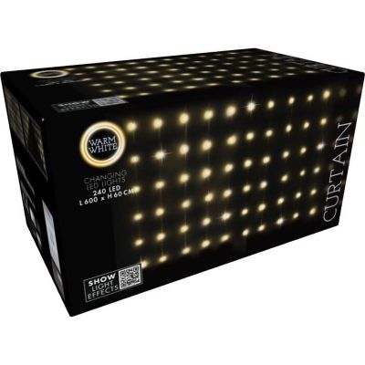 24. LAMPKI CHOINKOWE KURTYNA ŚWIETLNA ZEW/WEW 240 LED 600X60CM Z PILOTEM CIEPŁY BIAŁY